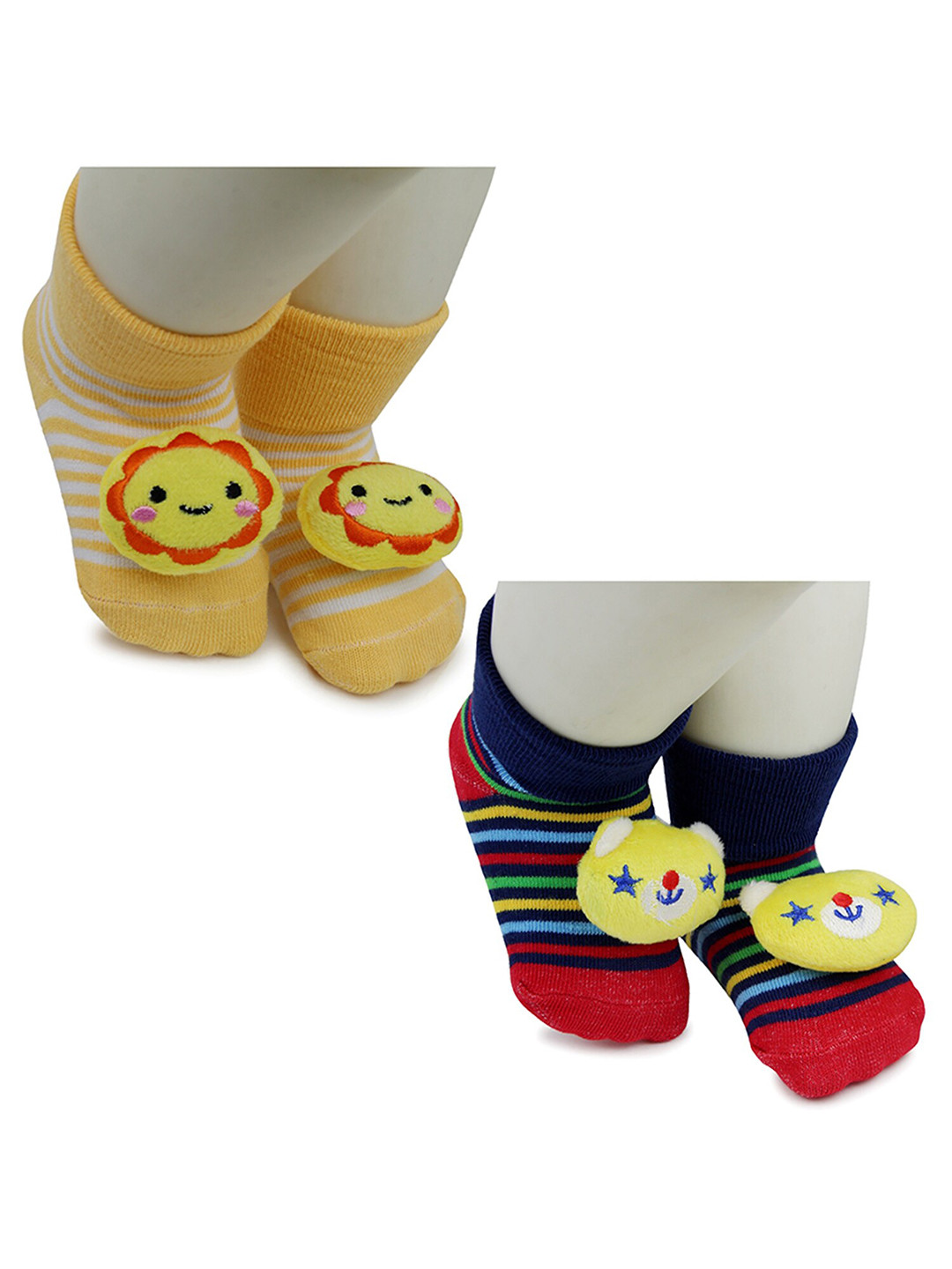 

BAESD Infants Pack Of 2 Patterned Anti-Skid Ankle Length Socks, Yellow