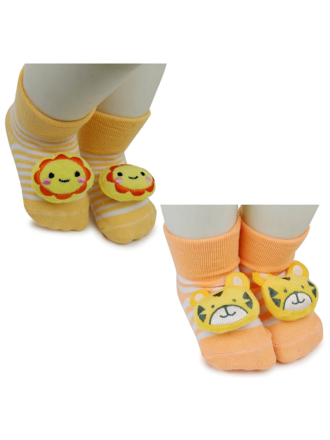 

BAESD Infants Pack Of 2 Patterned Anti-Skid Ankle Length Socks, Yellow