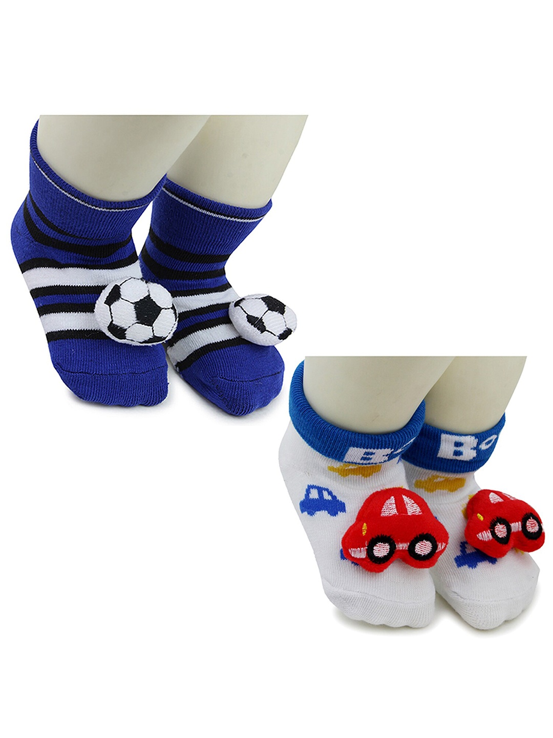 

BAESD Infants Pack of 2 Puffy-Applique Detail Ankle-Length Socks, Navy blue