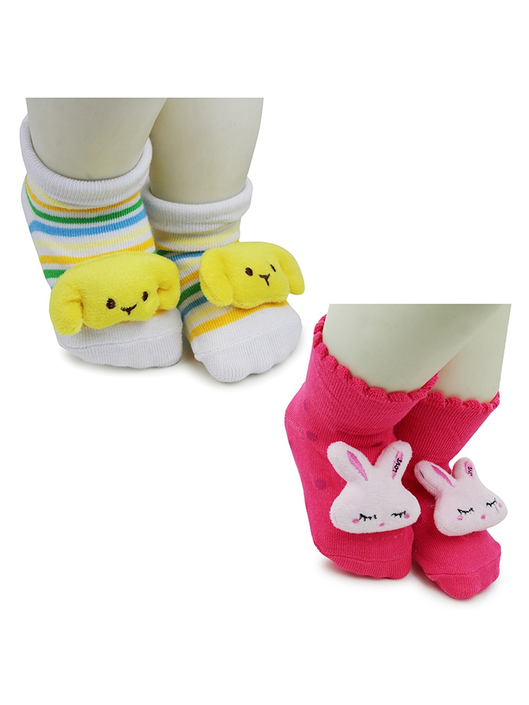 

BAESD Infants Pack Of 2 Printed Anti-Skid Ankle Length Socks, Yellow