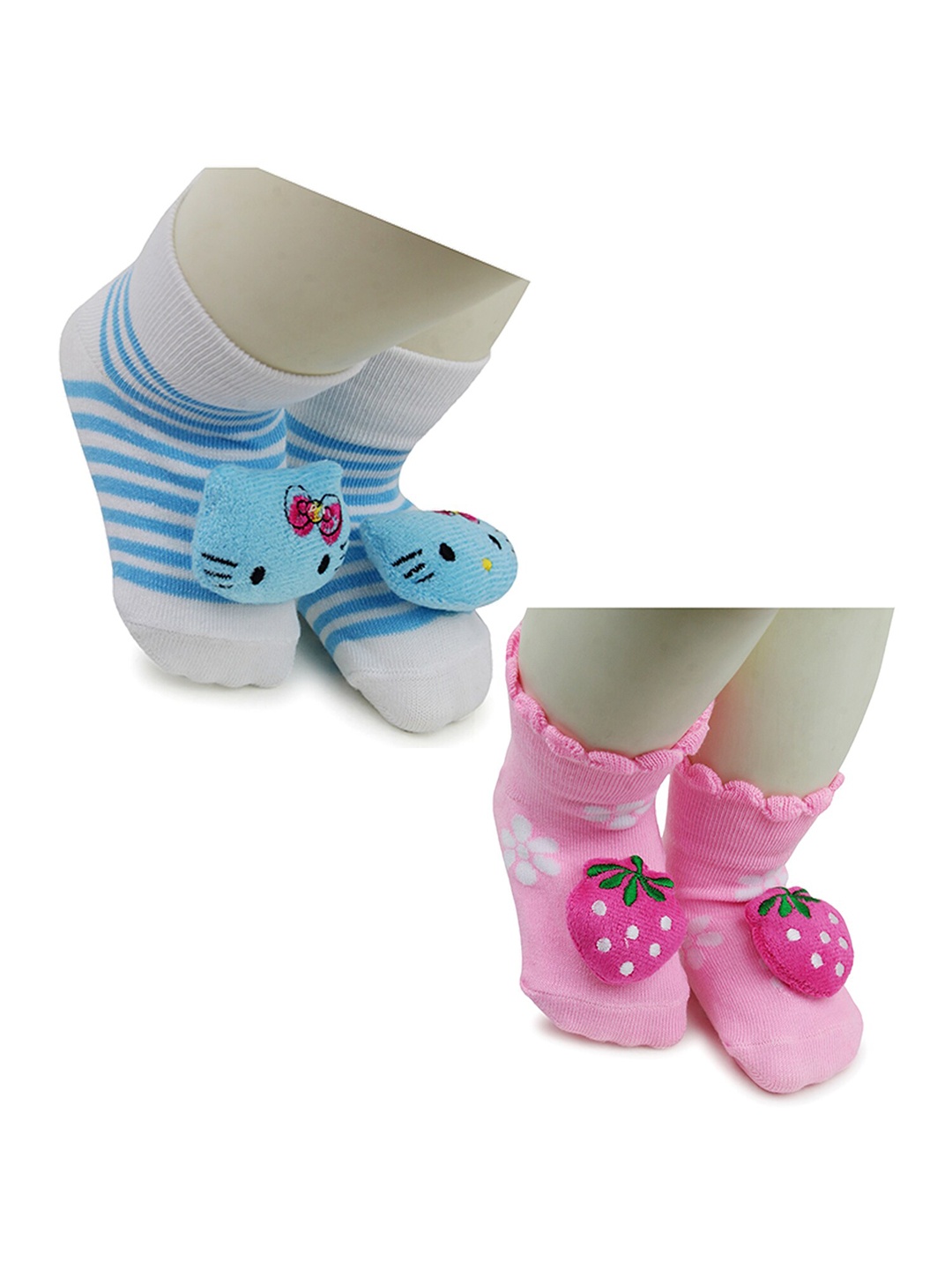 

BAESD Infants Pack Of 2 Patterned Anti-Skid Cotton Ankle Length Socks, Blue