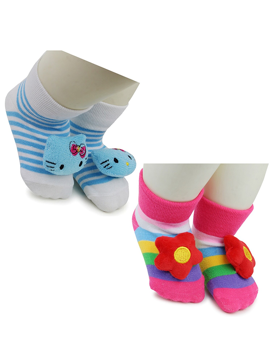 

BAESD Infants Pack Of 2 Patterned Anti-Skid Ankle Length Socks, Blue