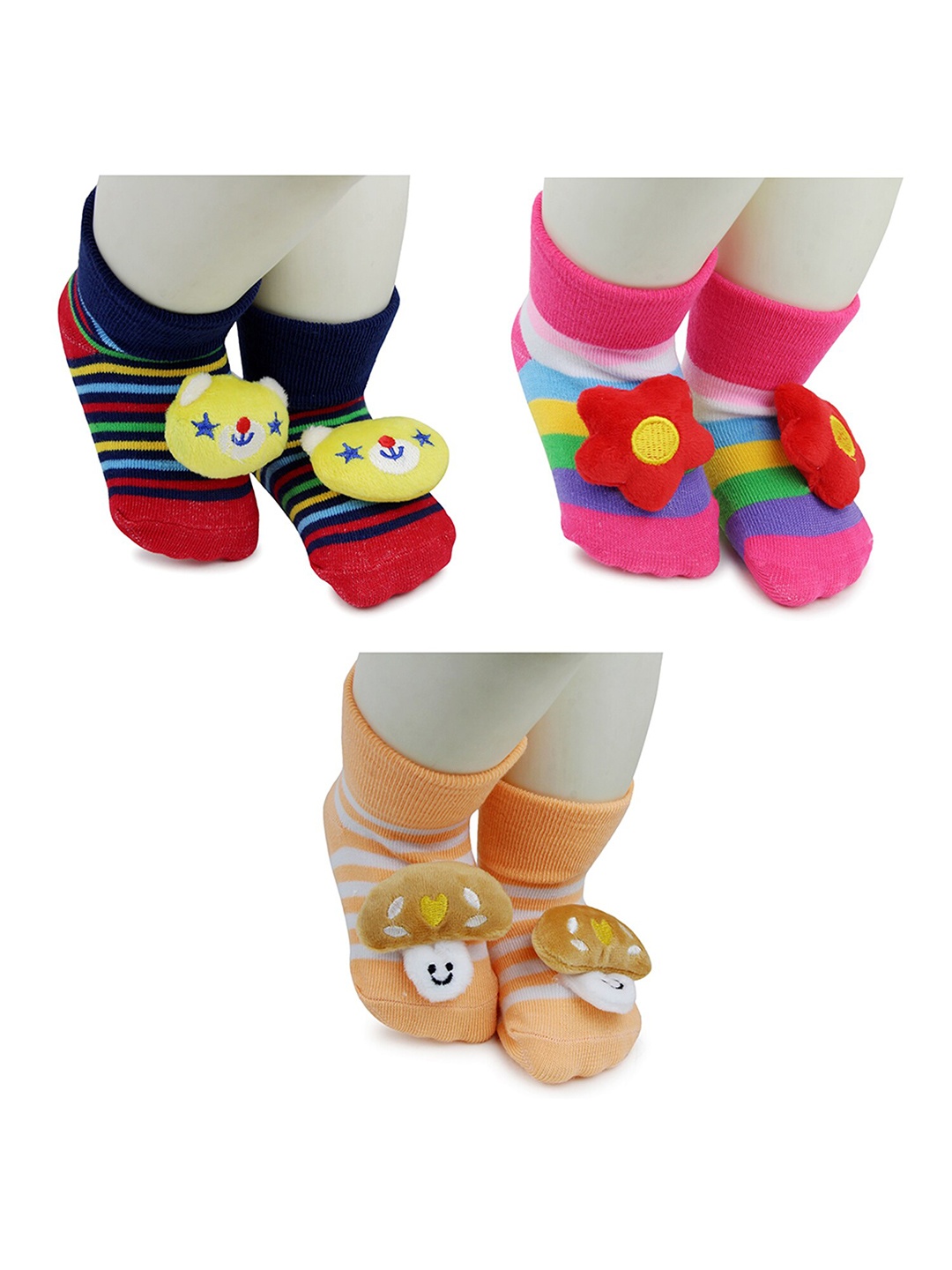 

BAESD Infants Pack Of 3 Patterned Ankle Length Socks, Navy blue