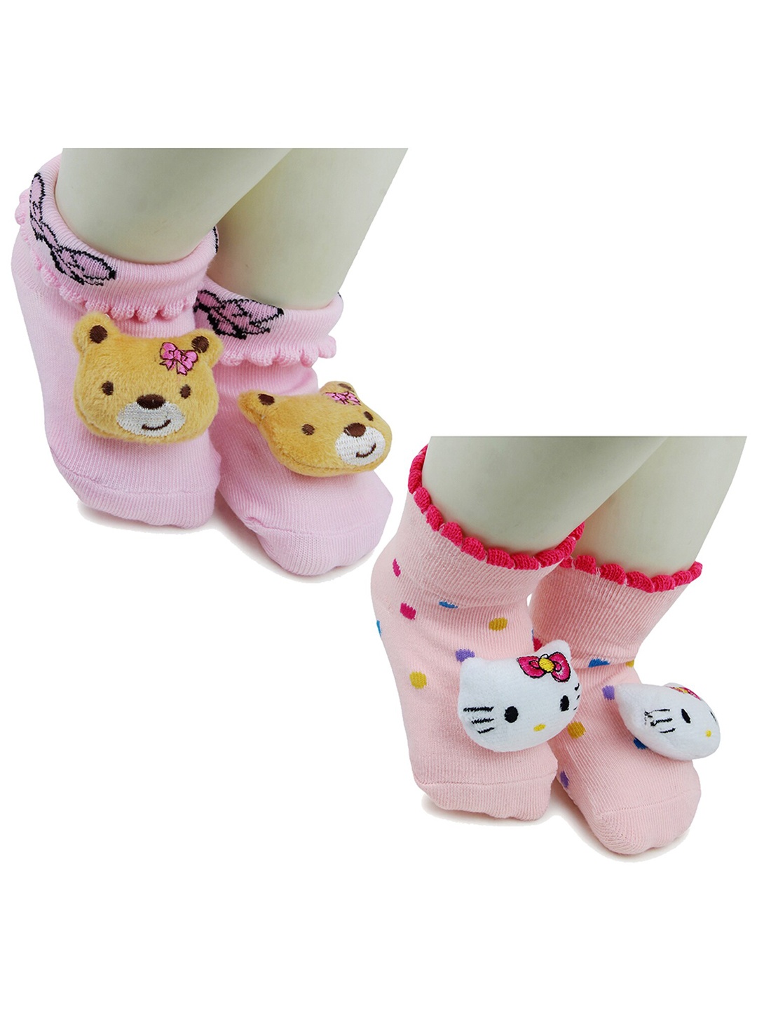 

BAESD Infants Pack Of 2 Printed Anti-Skid Ankle Length Socks, Pink