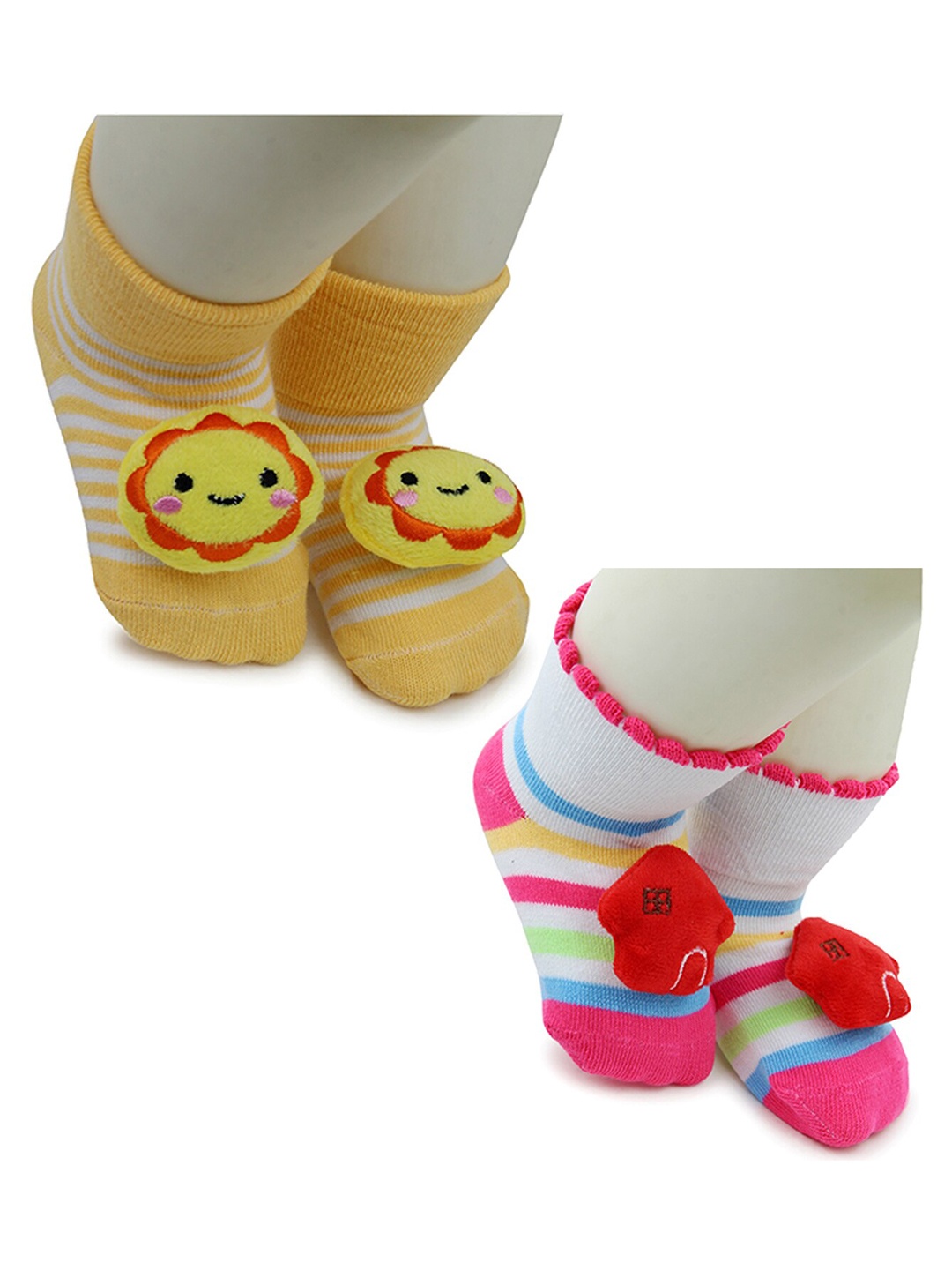 

BAESD Infants Pack Of 2 Patterned Ankle Length Socks, Yellow