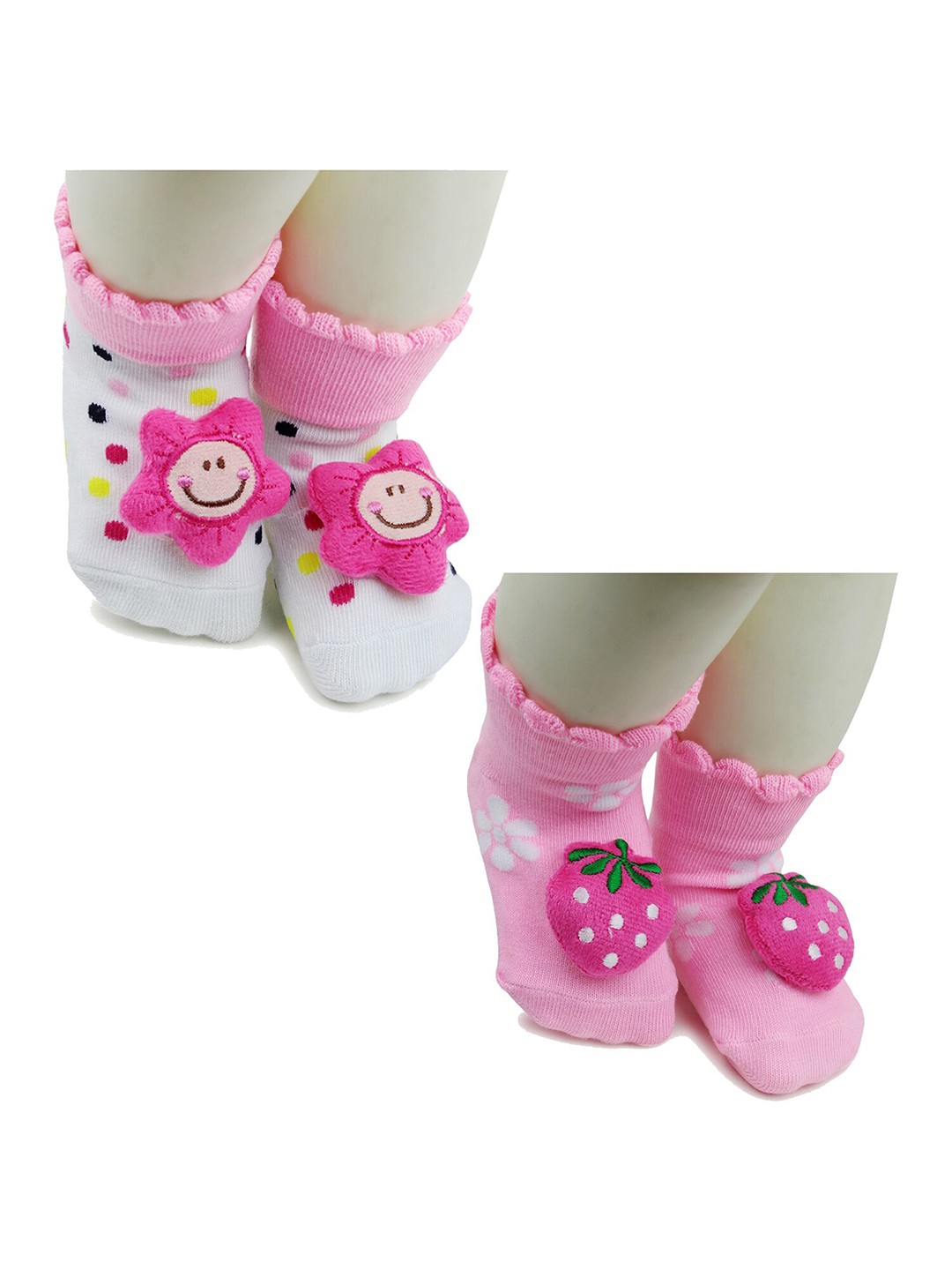 

BAESD Infants Pack Of 2 Printed Anti-Skid Ankle Length Socks, Pink
