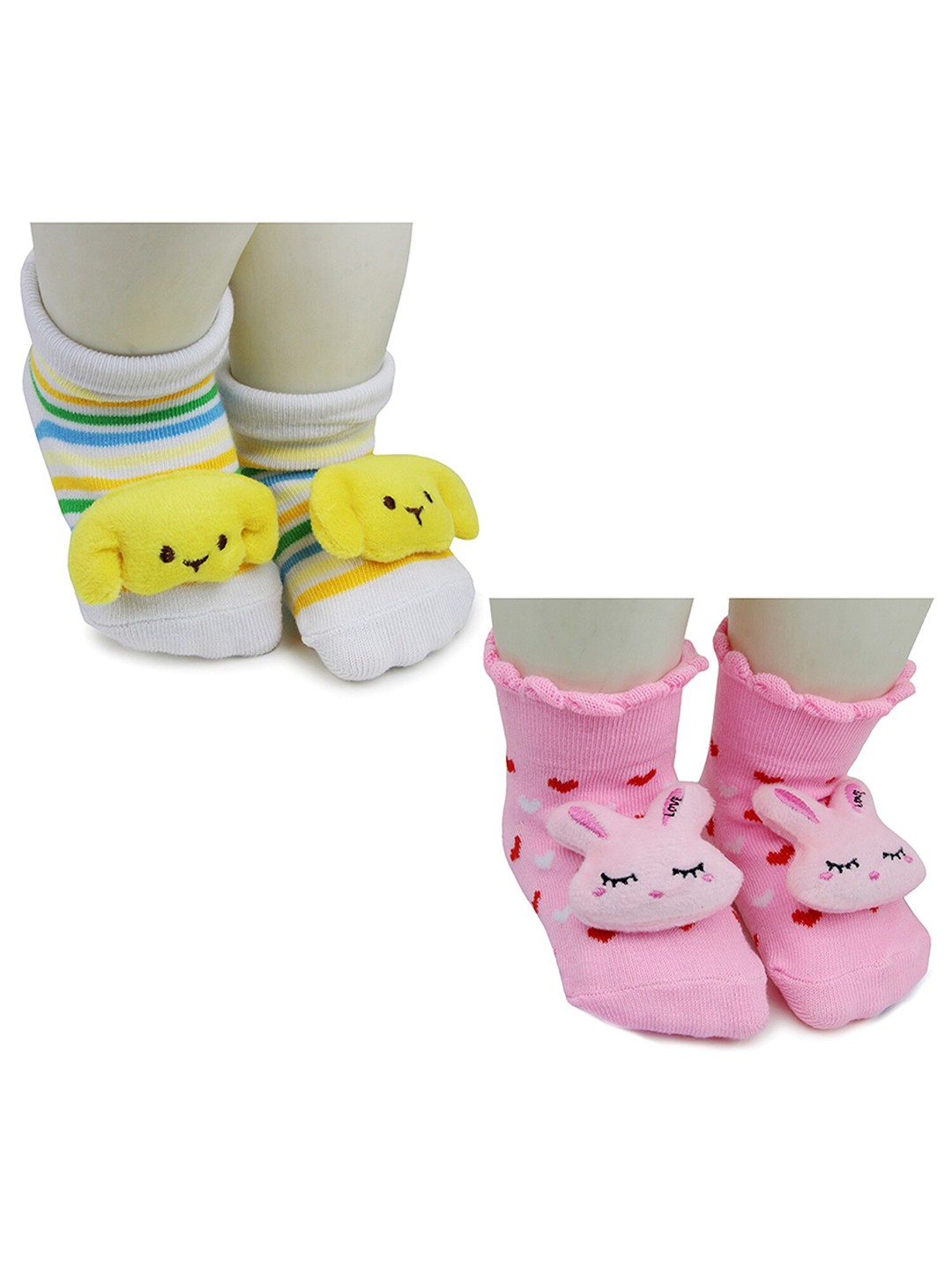 

BAESD Infants Pack Of 2 Printed Anti-Skid Ankle Length Socks, Yellow