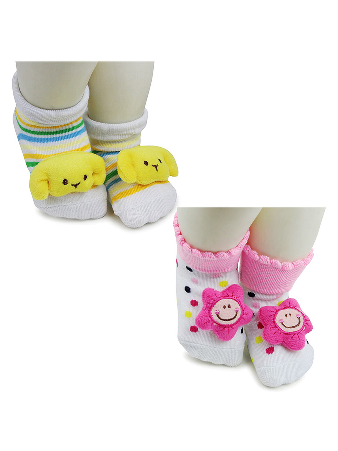 

BAESD Infants Pack Of 2 Printed Anti-Skid Ankle Length Socks, Yellow