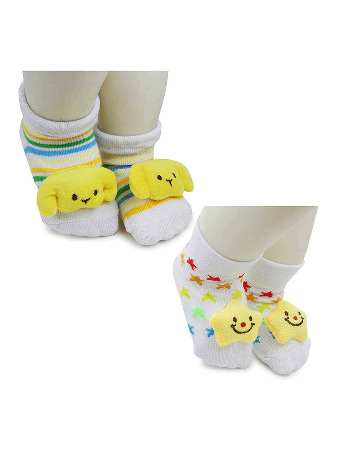 

BAESD Infants Pack Of 2 Printed Anti-Skid Ankle Length Socks, Yellow