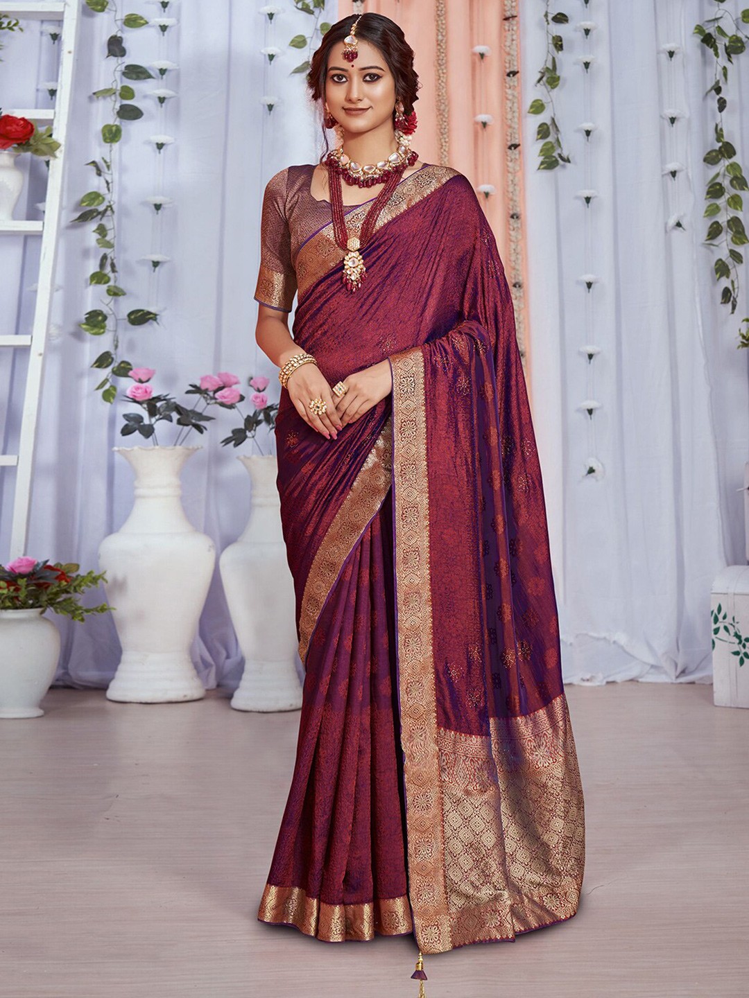 

Mitera Woven Design Zari Art Silk Saree, Purple
