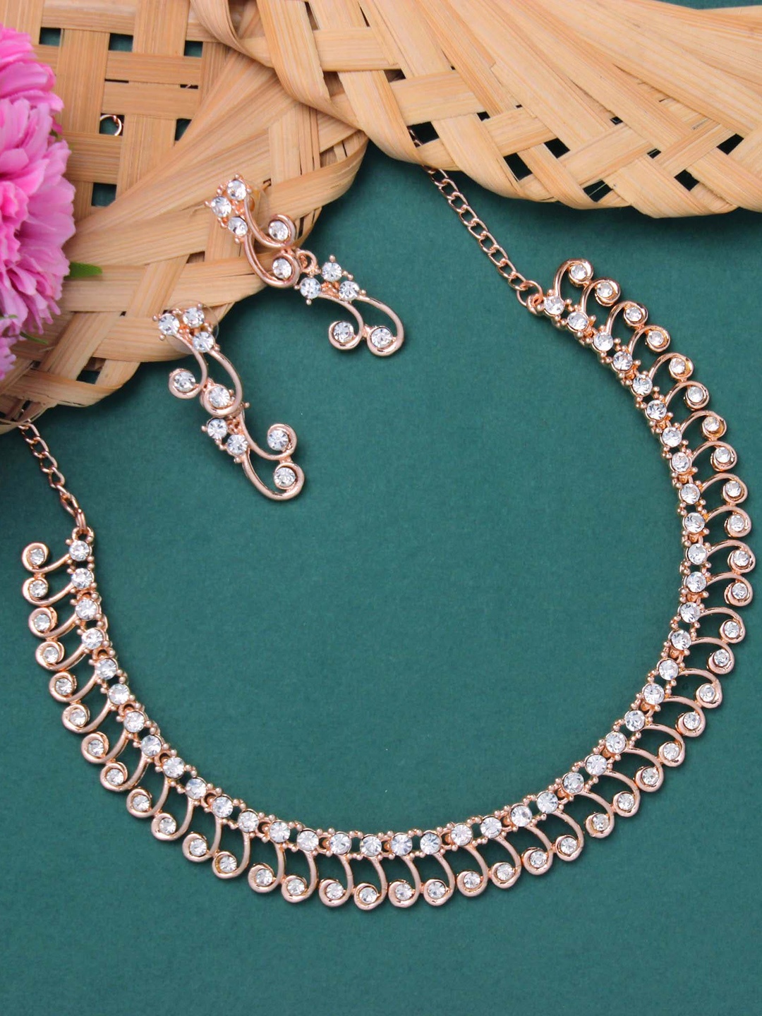 

Atasi International Gold Plated Crystals Studded Jewellery Set