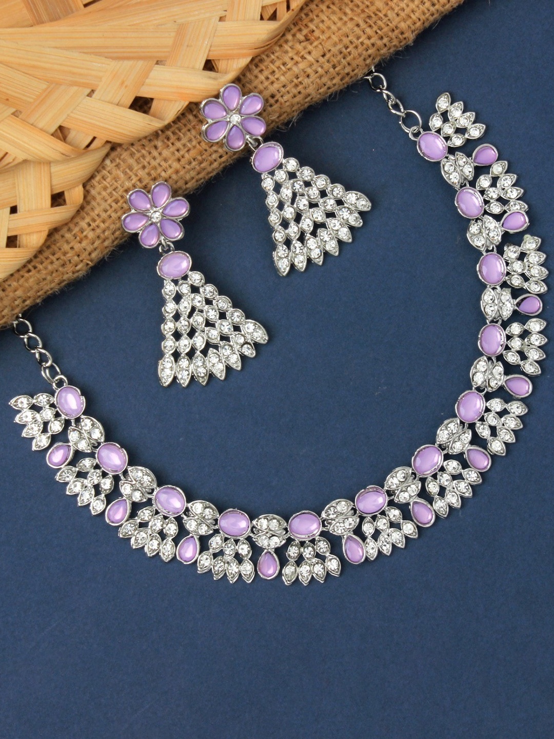 

Atasi International Rhodium Plated Crystal Studded Jewellery Set, Silver