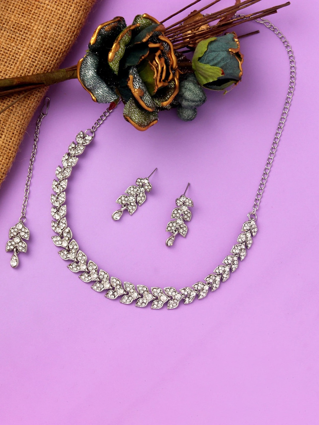 

Atasi International Silver-Plated AD-Studded Jewellery Set