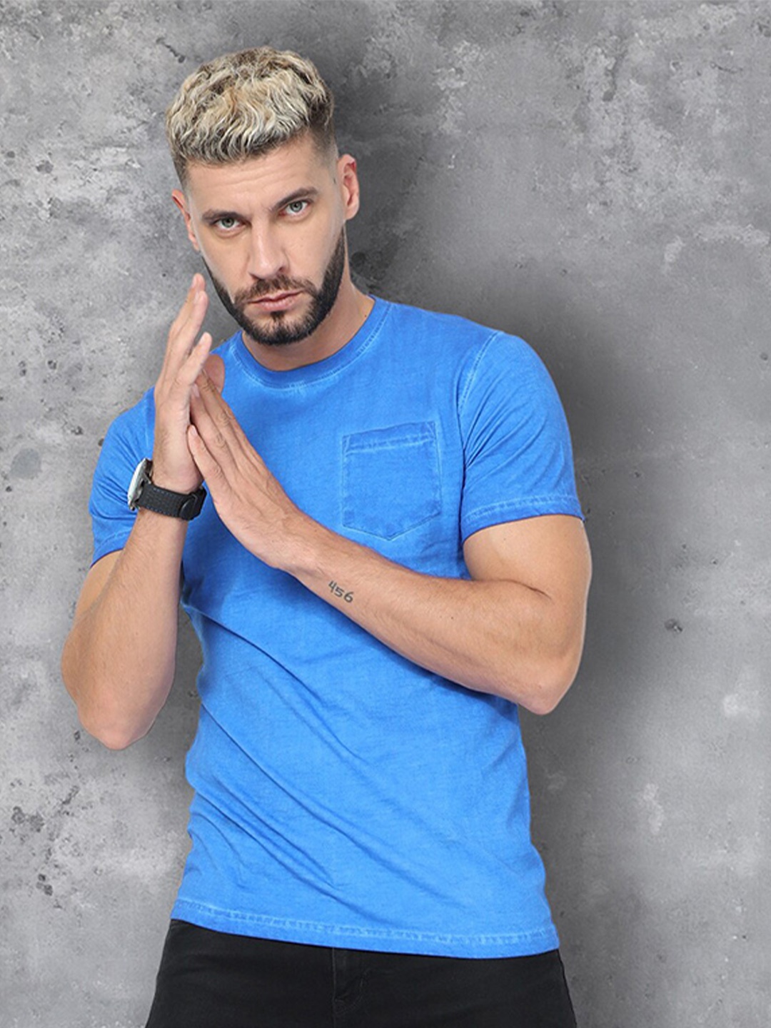

fanideaz Round Neck Pure Cotton T-shirt, Blue