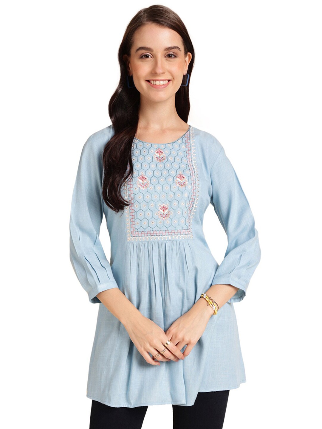 

Nimayaa Embroidered Gathers Tunics, Blue