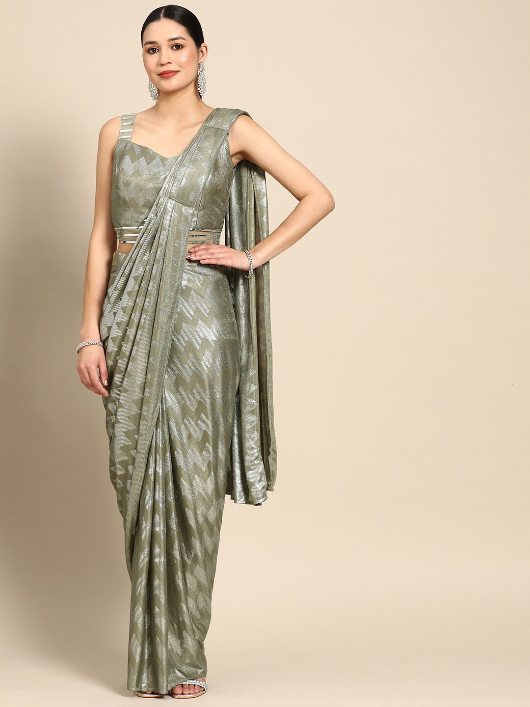 

Mitera Green Embellished Ready to Wear Saree