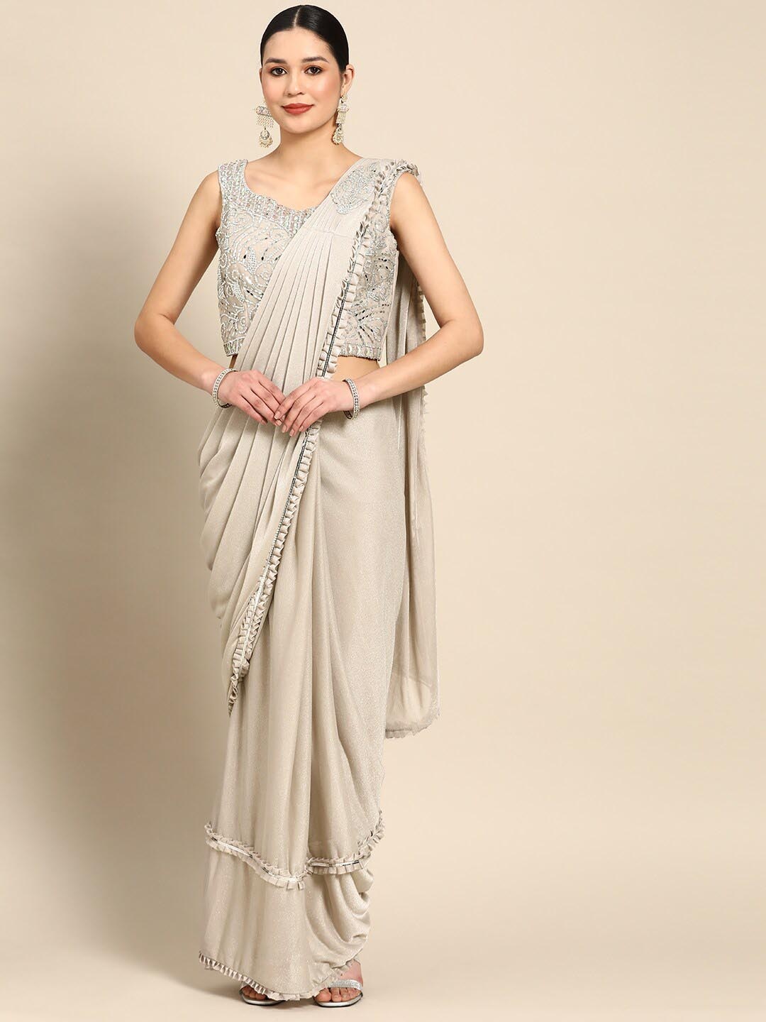 

Mitera Brown Ready to Wear Saree