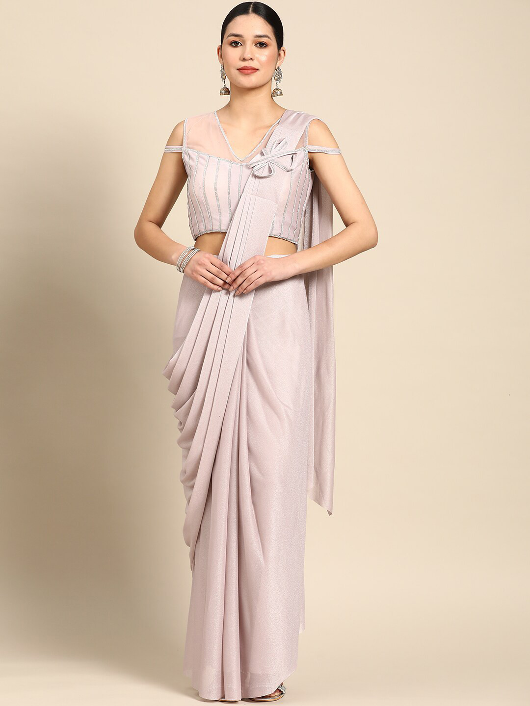 

Mitera Embroidered Ready to Wear Saree, Pink