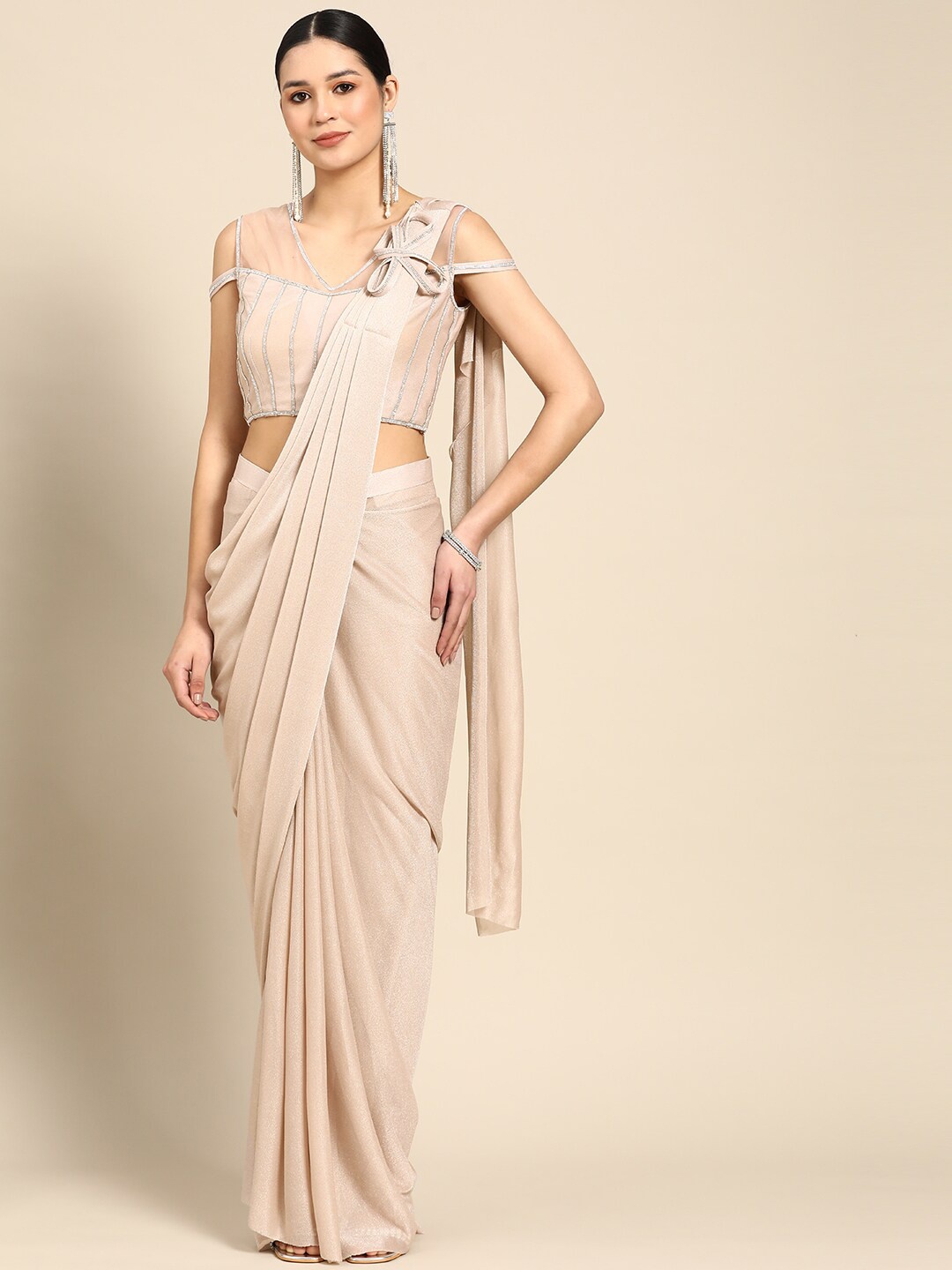 

Mitera Embellished Ready to Wear Saree, Peach