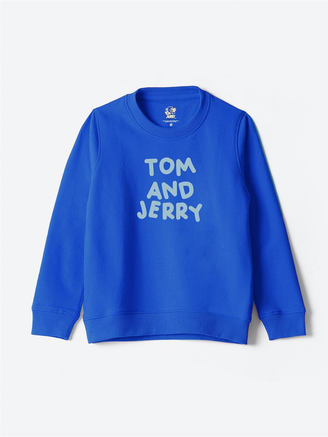 

YK Warner Bros Kids Tom & Jerry Typography Printed Pullover Sweatshirt, Blue