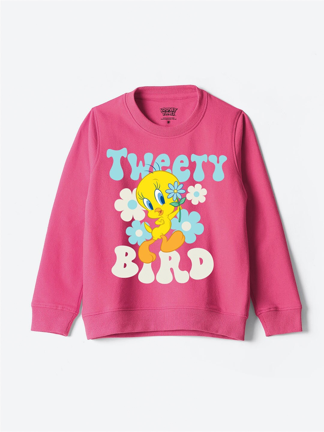 

YK Warner Bros Girls Tweety Printed Cotton Sweatshirt, Pink