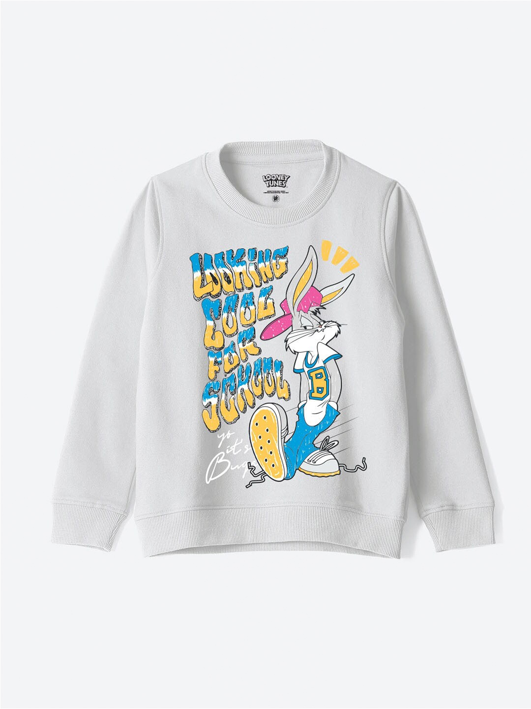 

YK Warner Bros Boys Bugs Bunny Printed Cotton Sweatshirt, Grey