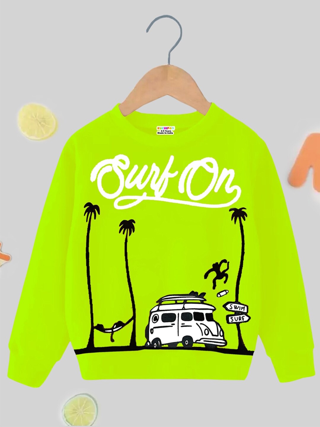 

KUCHIPOO Boys Graphic Printed Pullover, Green