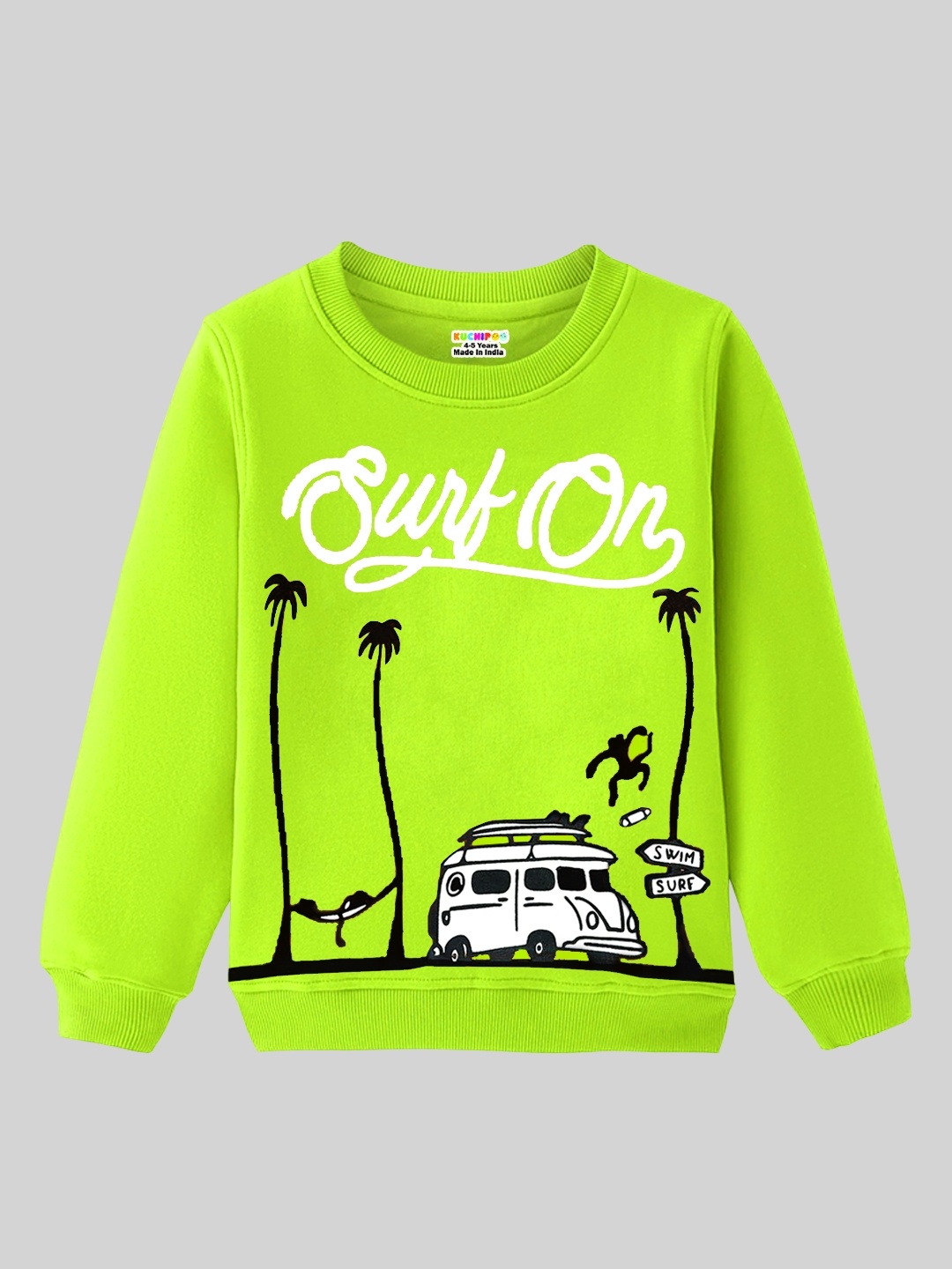 

KUCHIPOO Boys Graphic Printed Pullover, Green