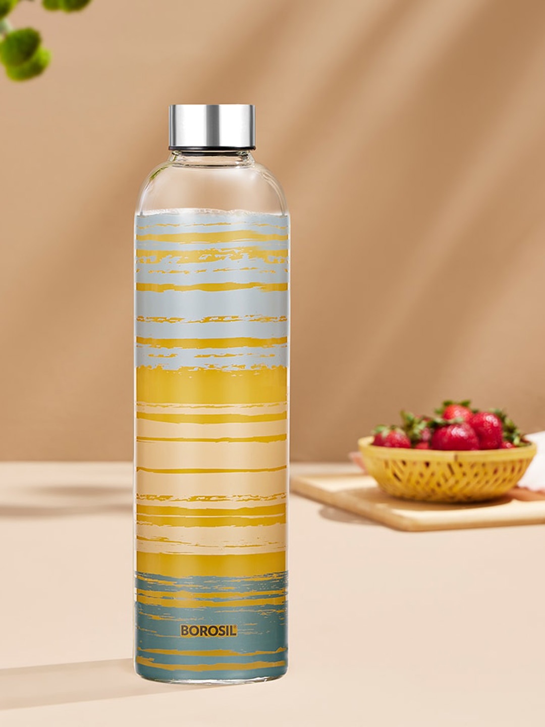 

BOROSIL Artisan Glance Transparent Printed Borosilicate Glass Water Bottle 1L