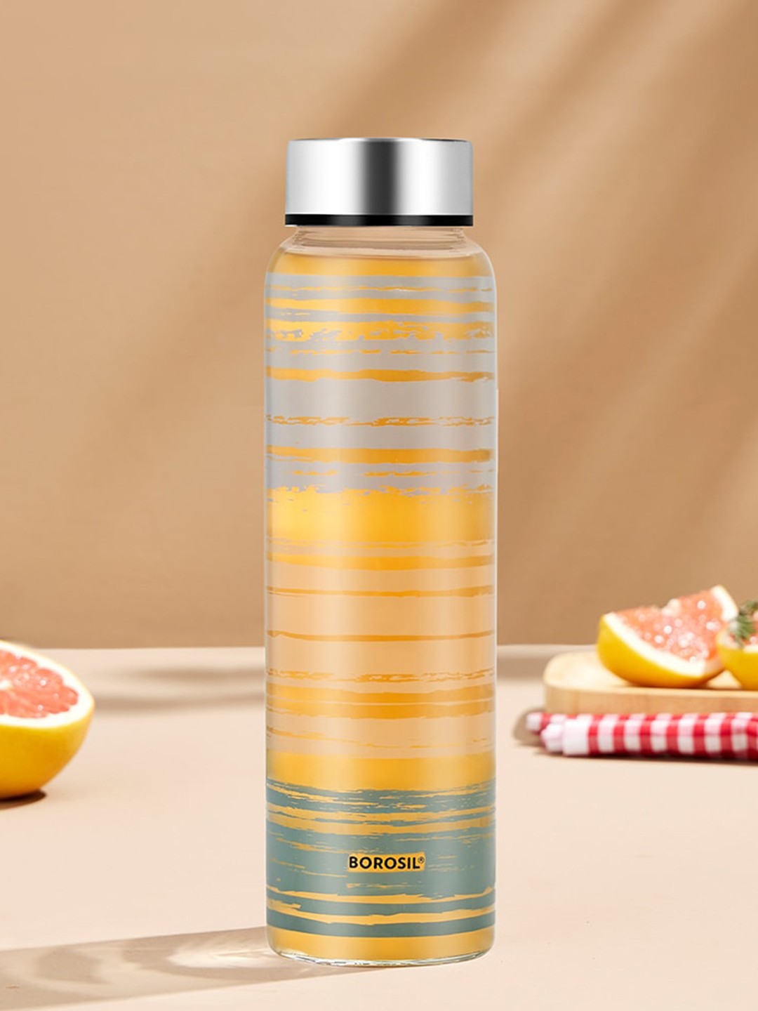 

BOROSIL Glance Artisan Transparent Printed Borosilicate Glass Water Bottle 1L