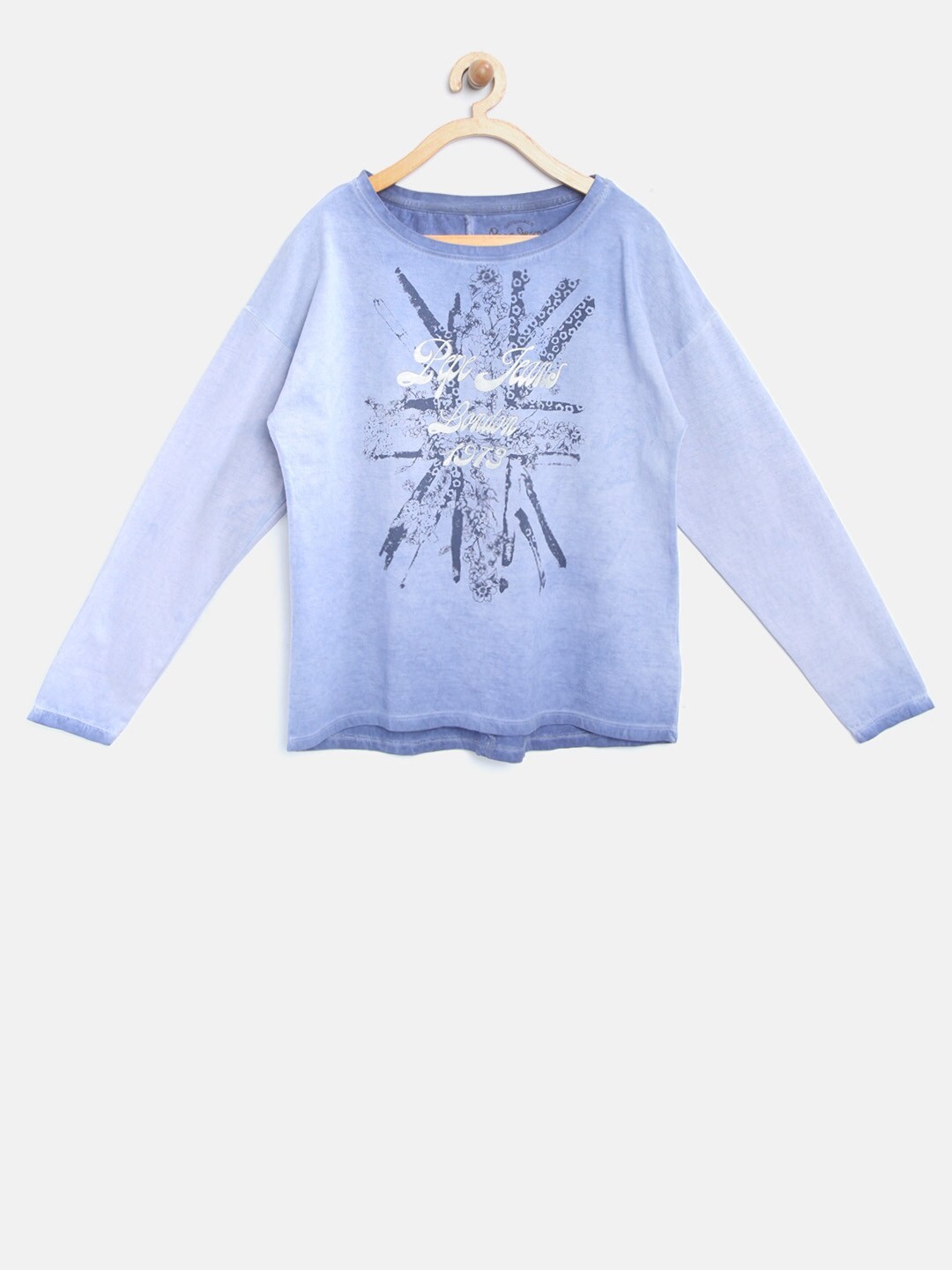

Pepe Jeans Girls Blue Printed Round Neck Pure Cotton T-shirt
