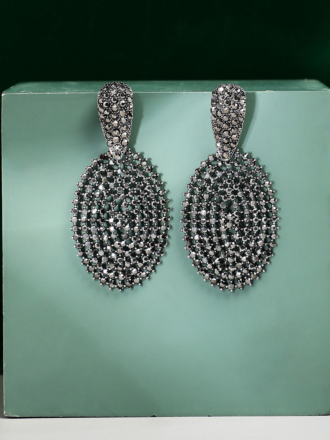 

SOHI Silver-Plated Contemporary Drop Earrings
