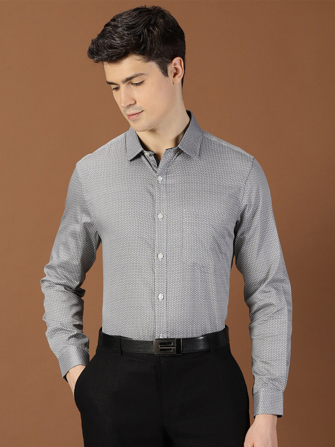 

Thomas Scott Classic Slim Fit Micro Ditsy Printed Cotton Formal Shirt, Black