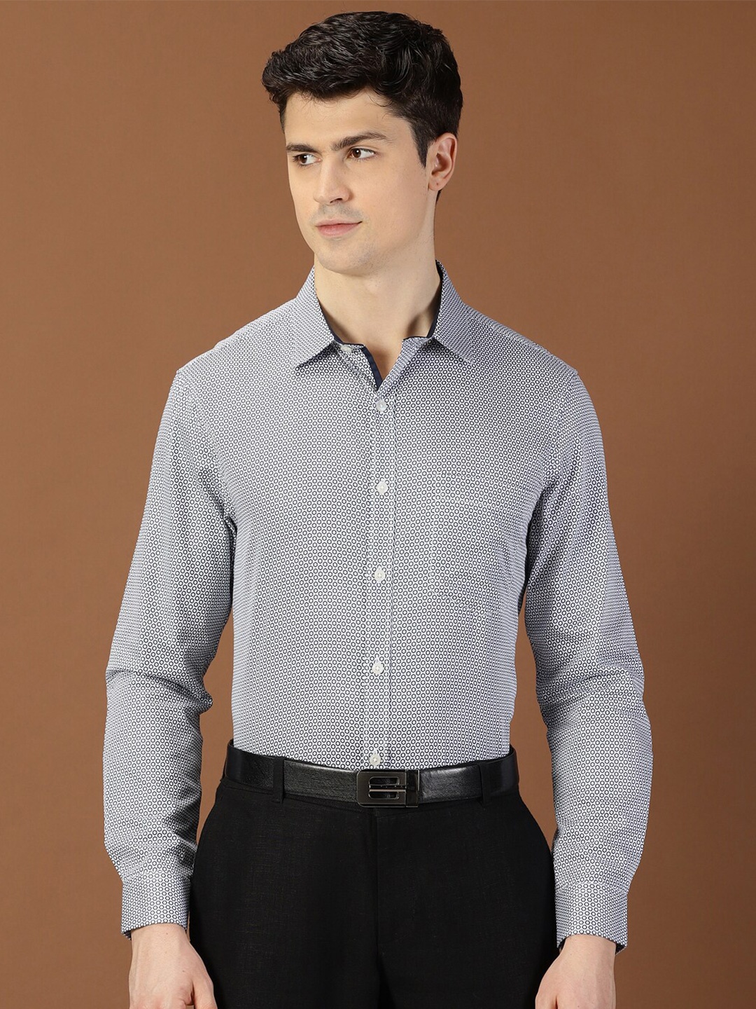 

Thomas Scott Classic Slim Fit Micro Ditsy Printed Cotton Formal Shirt, Navy blue