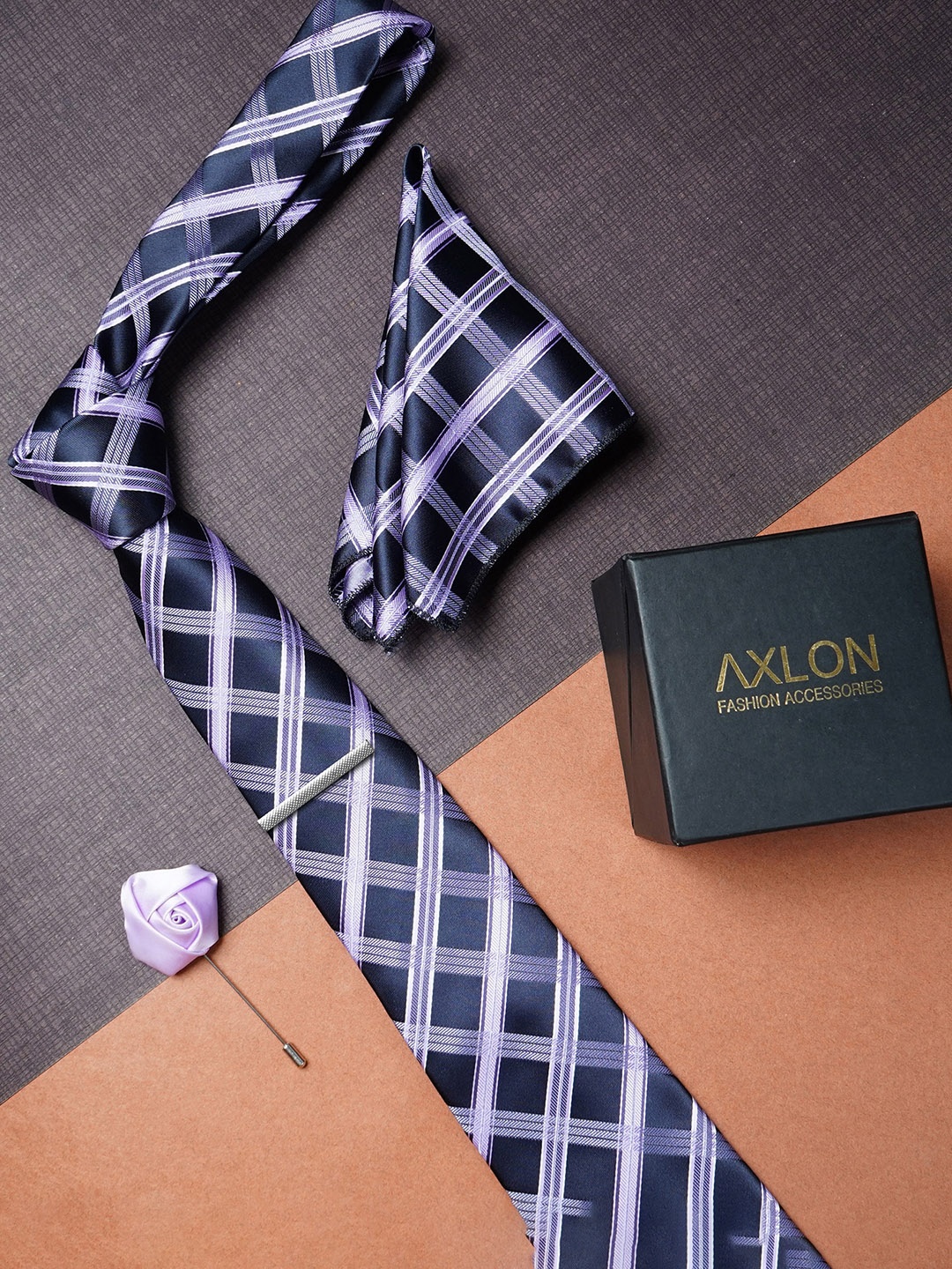 

AXLON Men Woven Design Accessory Gift Set, Lavender