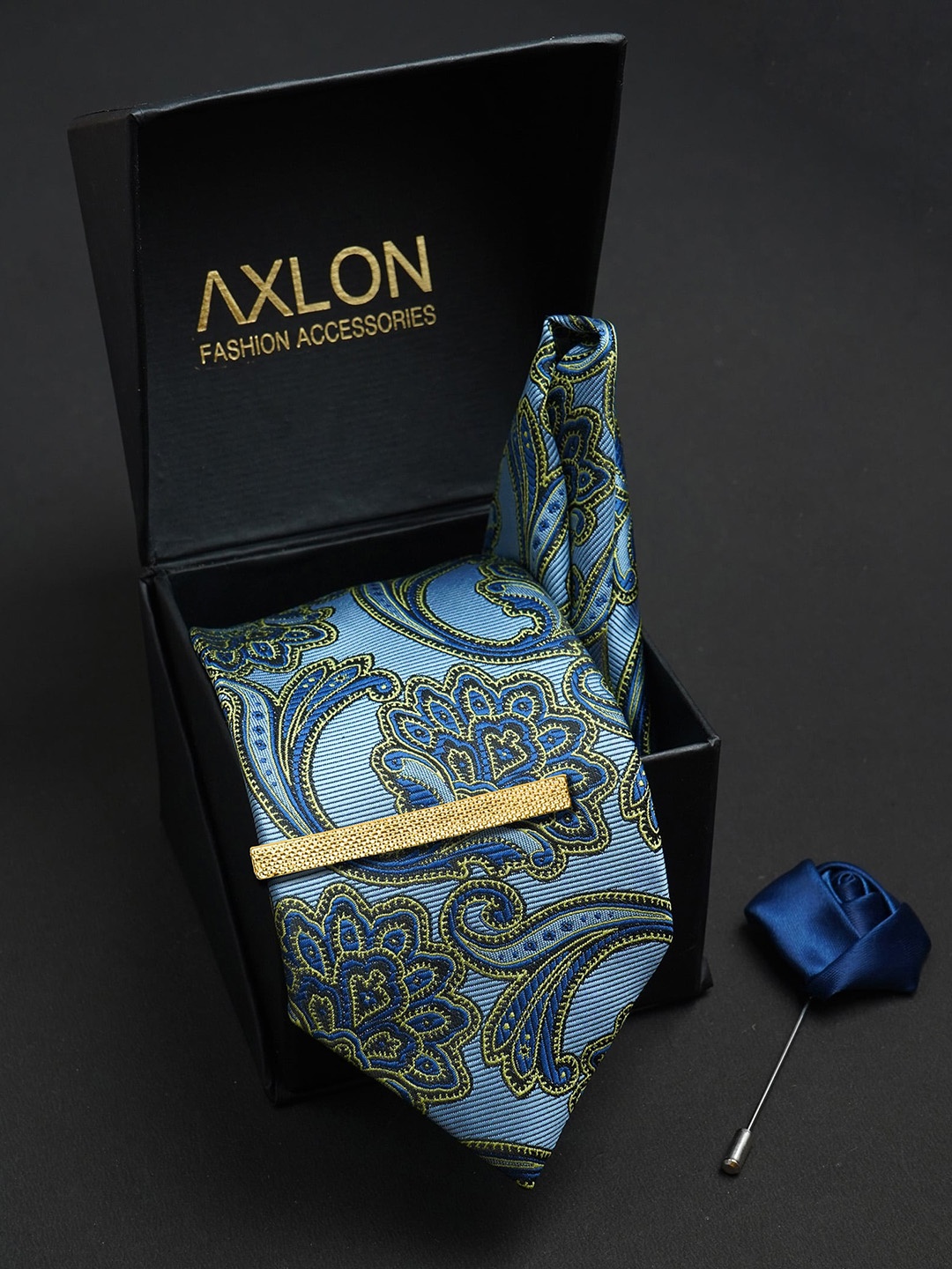 

AXLON Men Woven Design Accessory Gift Set, Blue