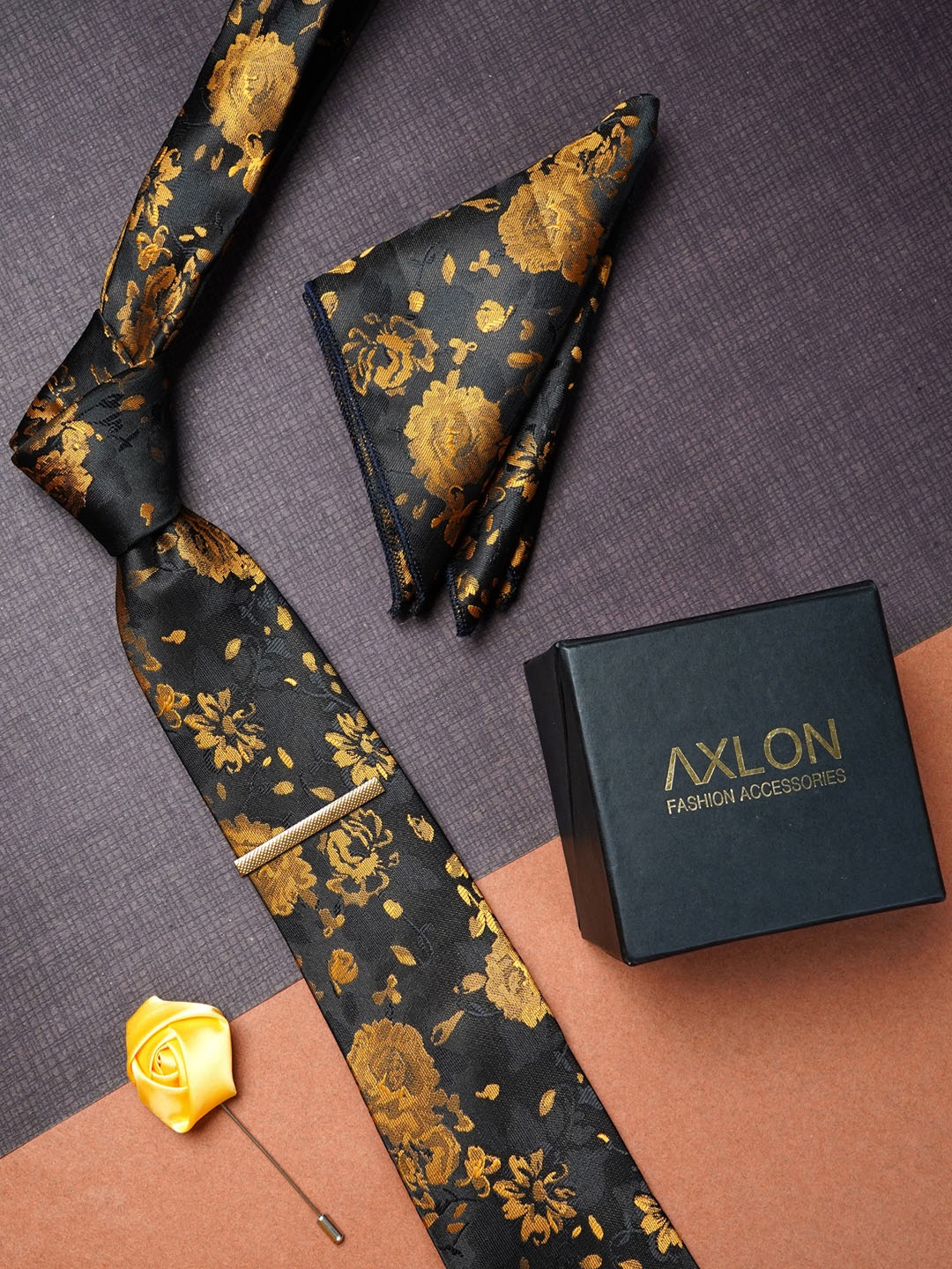 

AXLON Men Floral Printed Accessory Gift Set, Black