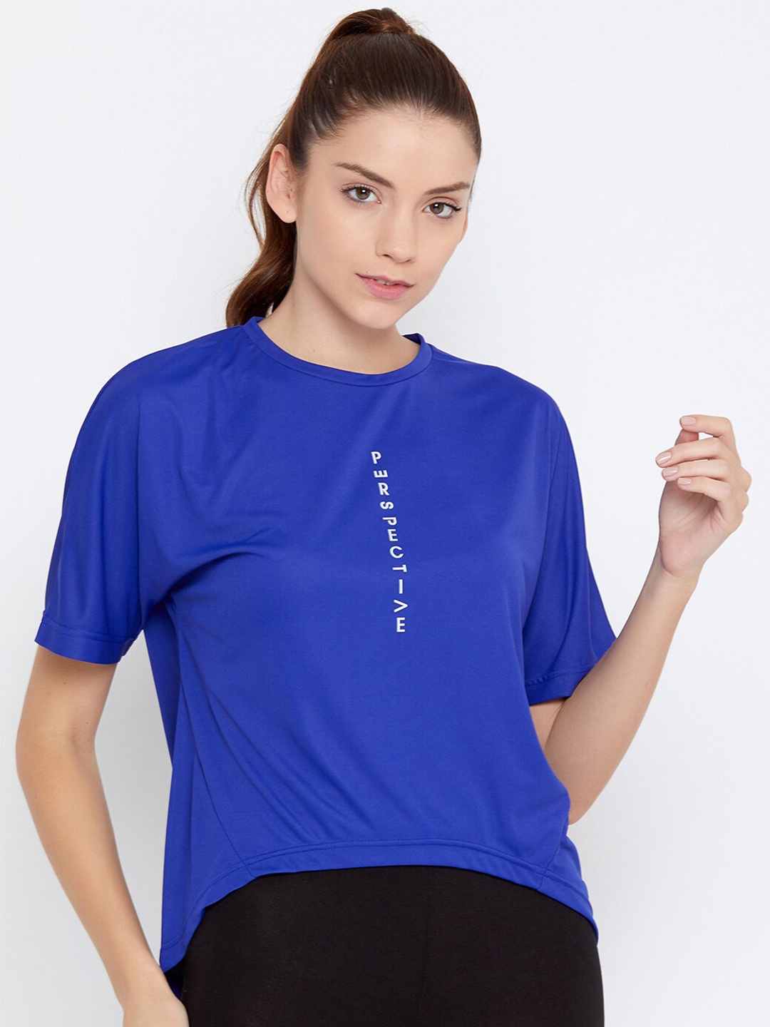 

URKNIT Extended Sleeves High-Low Top, Blue