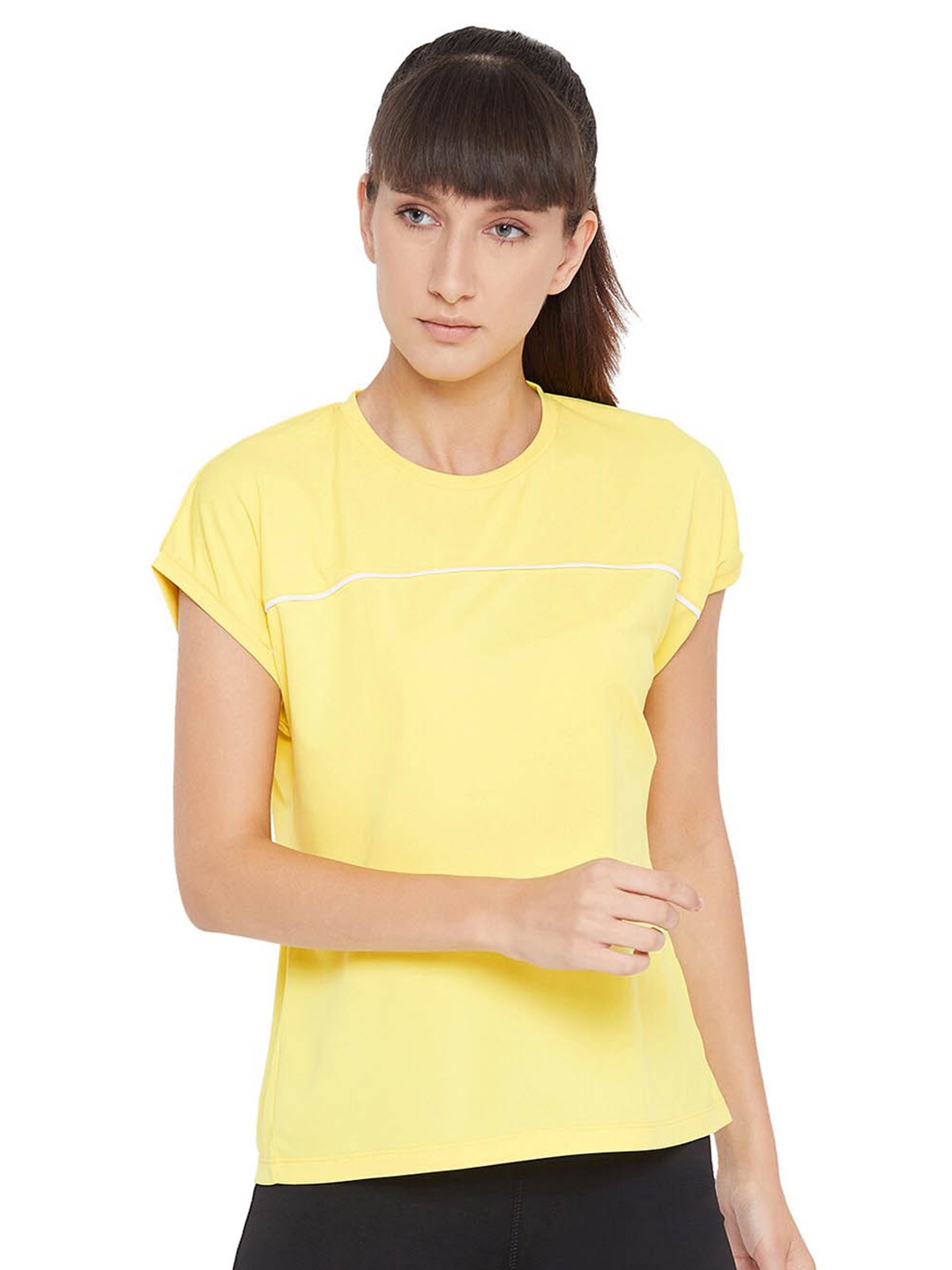 

URKNIT Round Neck Regular Top, Yellow