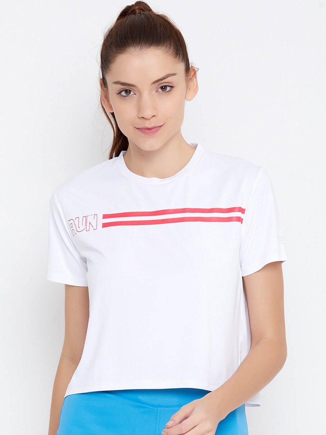 

URKNIT Striped Round Neck Casual T-Shirt, White