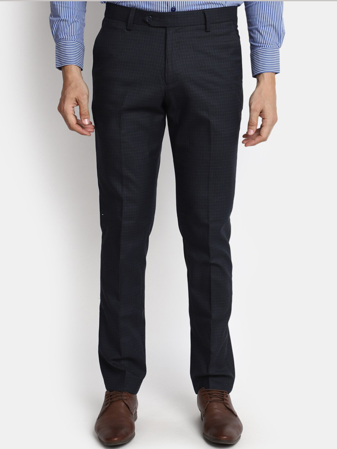 

J White by Vmart Men Slim Fit Formal Trousers, Blue