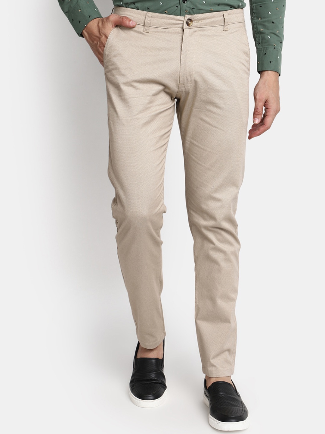 

V-Mart Men Slim Fit Chinos Trousers, Beige