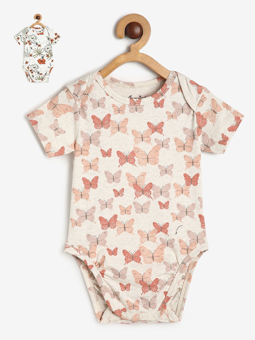 

CHAYIM Infants Pack Of 2 Printed Bodysuits, Beige