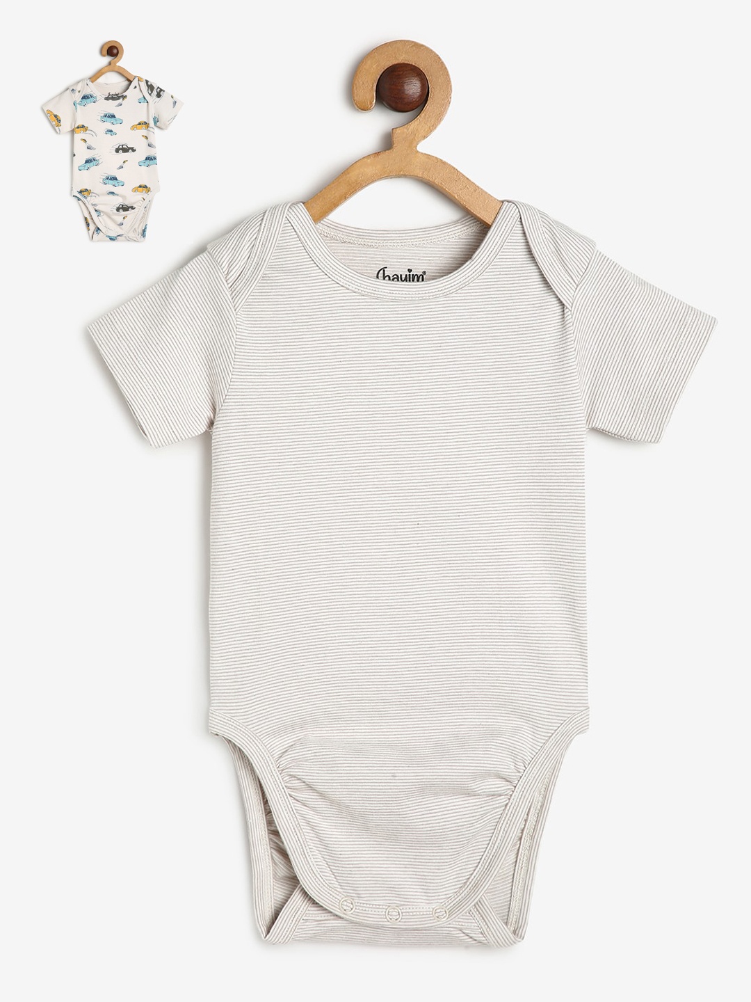 

CHAYIM Infants Pack Of 2 Striped Bodysuits, Beige