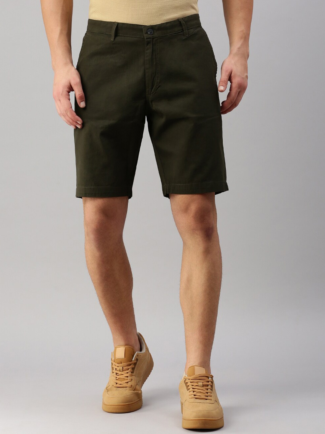 

ZEDD Men Mid-Rise Cotton Shorts, Green