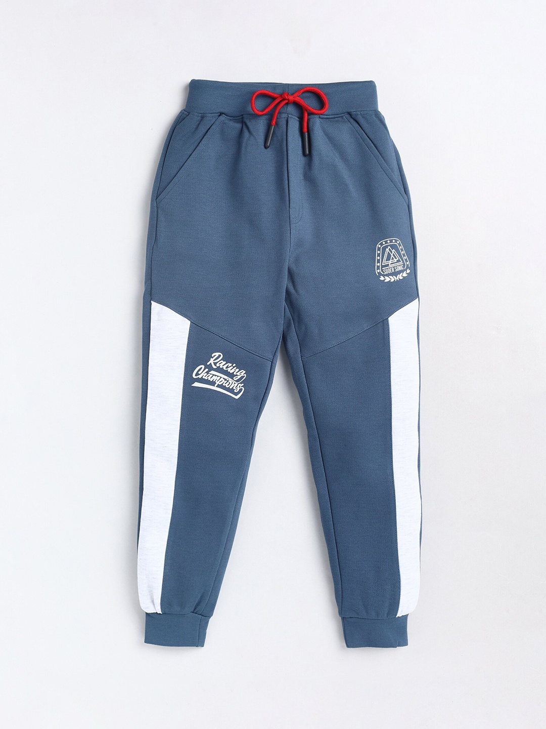 

Olio Kids Boys Colorblocked Mid-Rise Cotton Joggers, Navy blue