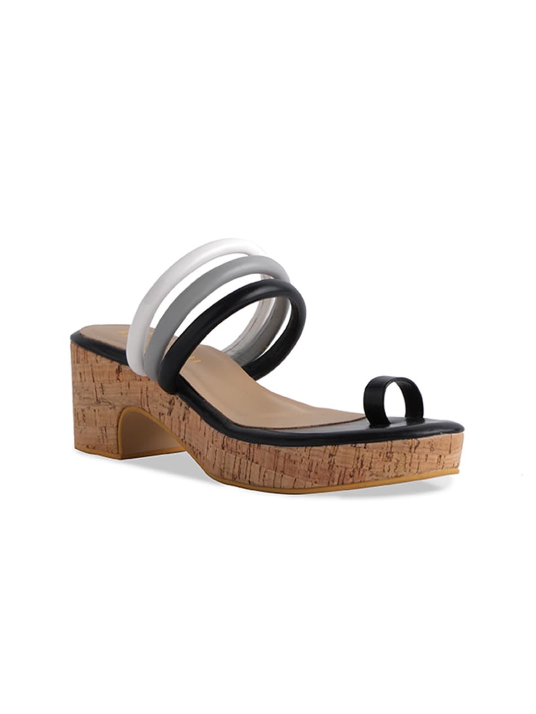 

ERIDANI Colourblocked Block Heels, Black