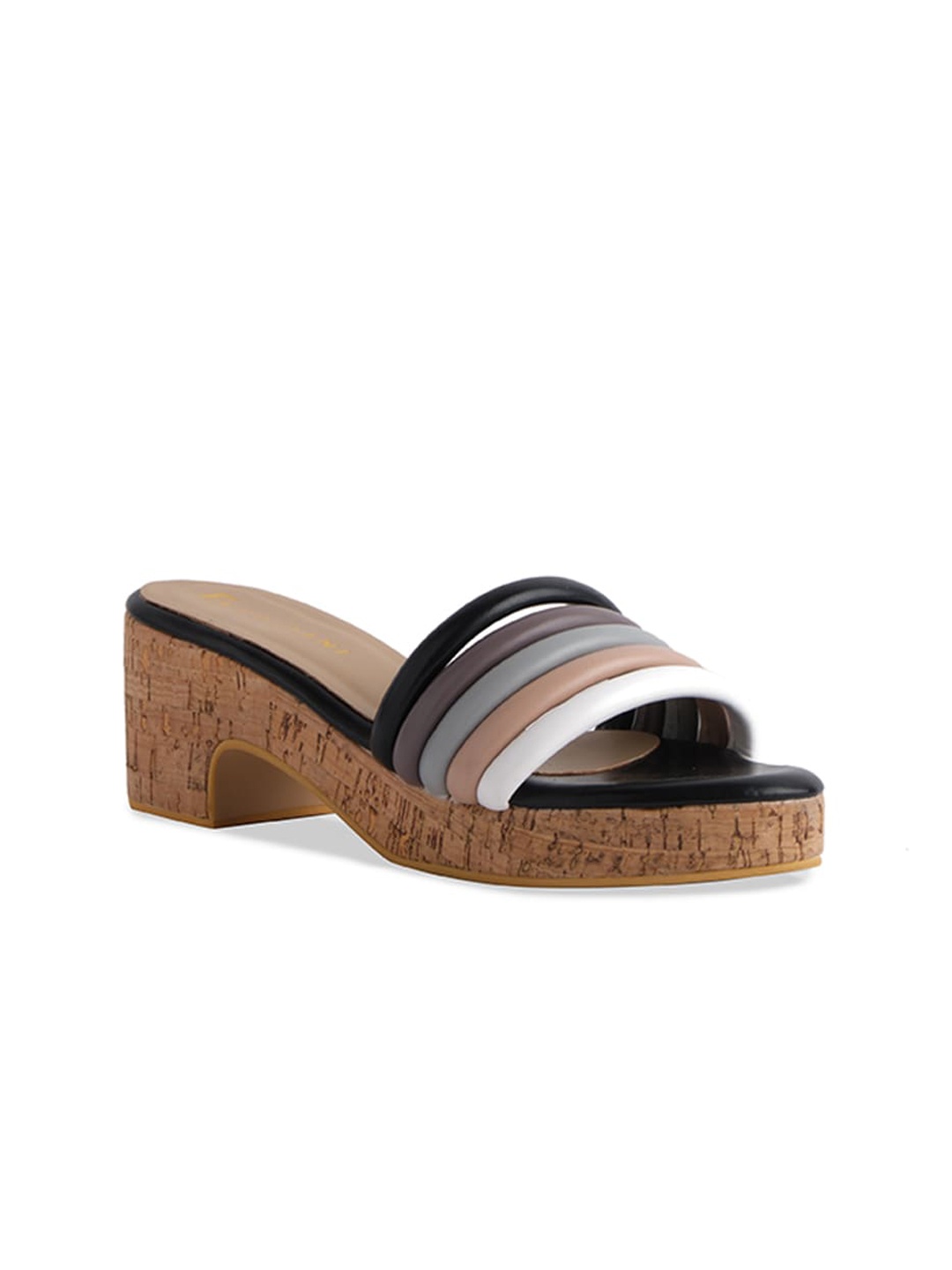 

ERIDANI Zeta Striped Platform Heels, Black