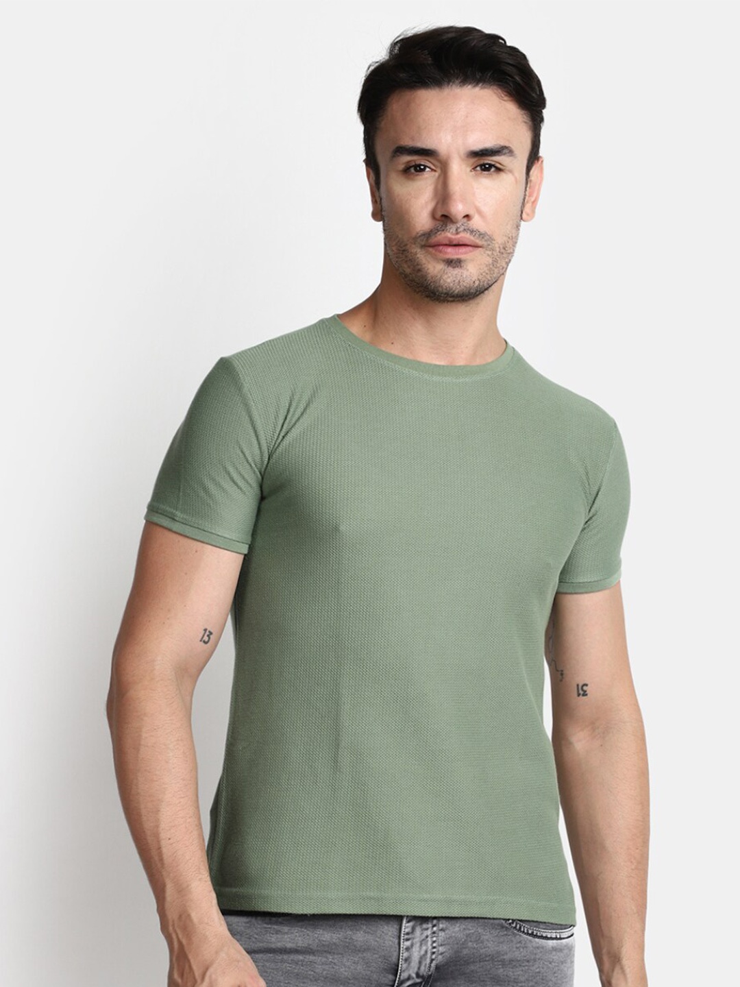 

V-Mart Cotton Slim Fit T-shirt, Green