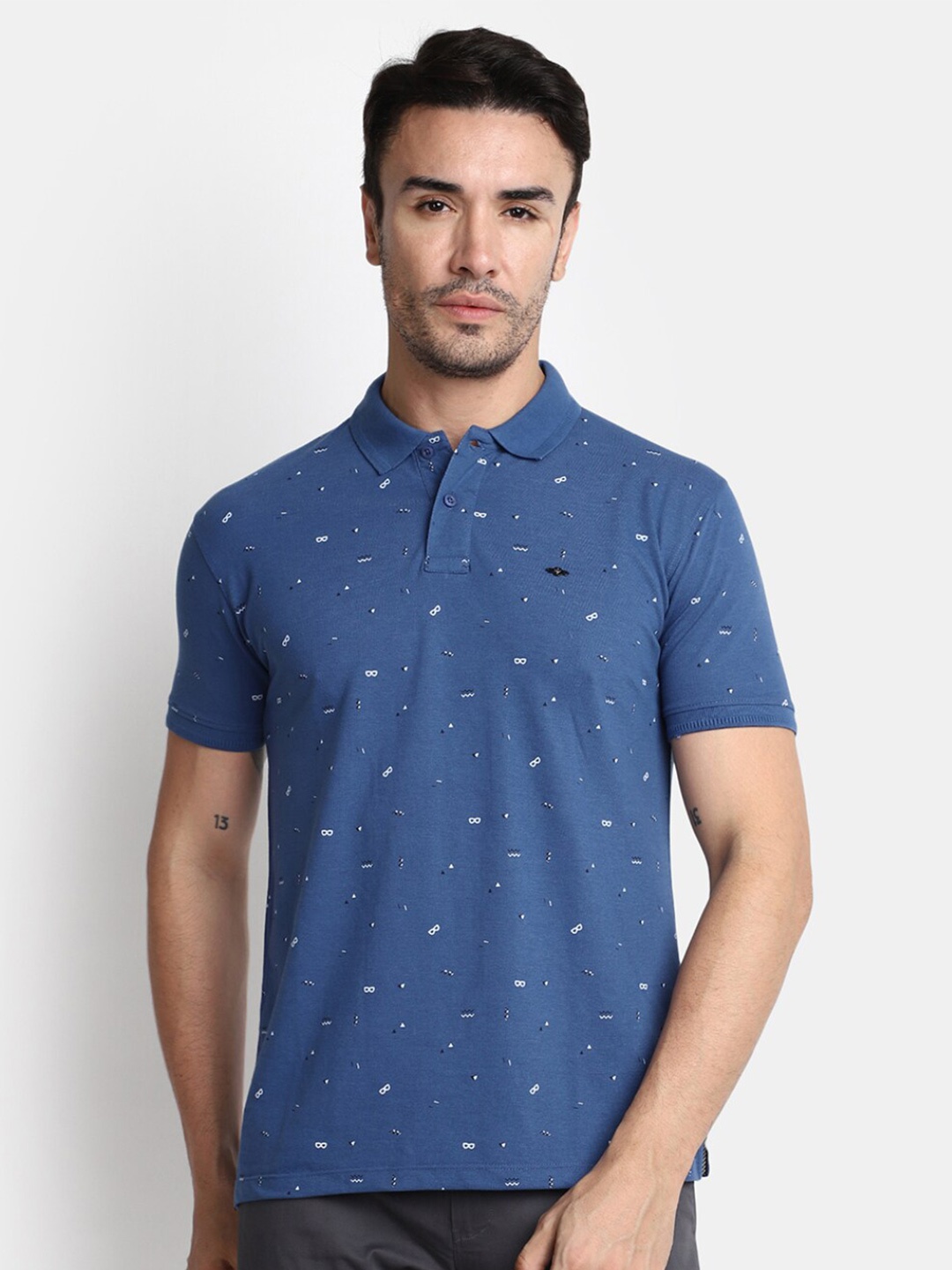 

V-Mart Conversational Printed Polo Collar T-shirt, Blue